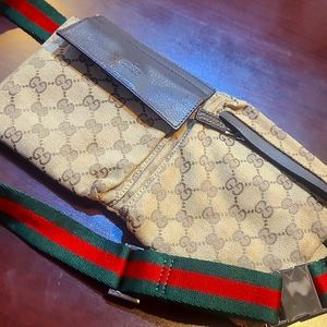 Auth VB18 GUCCI GG canvas Fanny Pack Bum Bag Waist Pouch Sherry Line